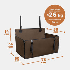 WUGLO extra stabilen avtosedež za pse do 26 kg - velikost L, rjava