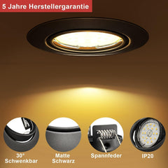 Komplet 10 vgradnih okvirjev za reflektorje GU10, črni 90mm