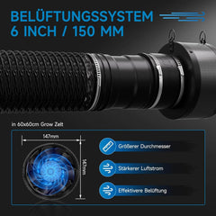 HON&GUAN rastlinjak z ventilacijo in ogljikovim filtrom - 60 × 60 × 160 cm