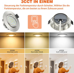 ACELIFE komplet 6 vrtljivih in zatemnilnih LED reflektorjev s tremi barvnimi temparaturami