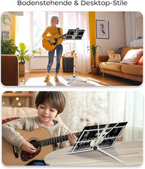 Zložljivo belo notno stojalo z nastavitvijo višine