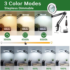 Povečevalna svetilka z nastavljivo roko in LED osvetlitvijo