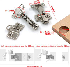 LOOTICH Samozapiralni pohištveni tečaji z mehkim zapiranjem – 35 mm, 110°