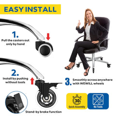 WEWILL Nadomestna kolesa za pisarniški stol z zavoro – komplet 5 kosov (10 × 22 mm)