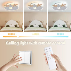 Otroška stropna LED svetilka v obliki zvezde, 34 cm, z daljincem