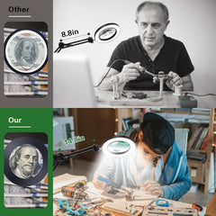 Povečevalna svetilka z nastavljivo roko in LED osvetlitvijo