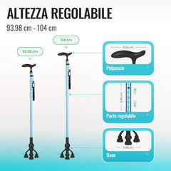 CAREBODA Zložljiva oporna palica z nastavljivo višino in T-ročajem