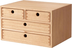 Leseni pisarniški organizator s štirimi predali naraven