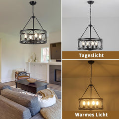 WTUOING Vintage viseči lestenec z nastavljivo višino