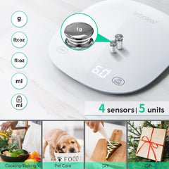Pametna kuhinjska tehtnica z aplikacijo in USB polnjenjem, bela