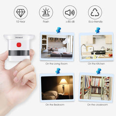 Mini dimni alarm z 10-letno baterijo in fotoelektričnim senzorjem - 3 kosi