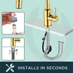 FORIOUS Kuhinjska Pipa, 360° Raztegljiva, Zlata