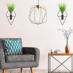 2-Delni Komplet Kovinskih Stenskih Lončkov z Umetnimi Rastlinami