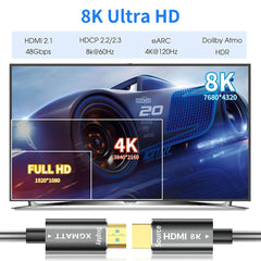 XGMATT optični HDMI 2.1 kabel, 48 Gbps, 8K/60 Hz in 4K/120 Hz - 10 m
