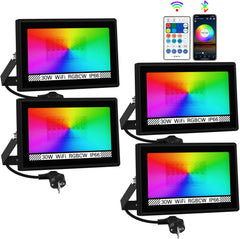 Pametni zunanji RGB LED reflektorji 30 W z upravljanjem prek aplikacije, 4 kosi