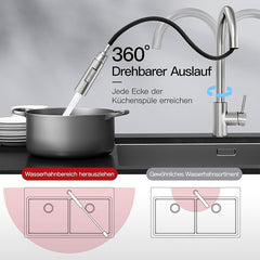 Rainsworth Nikelj Kuhinjska Pipa, Raztegljiva, 360° Rotacija
