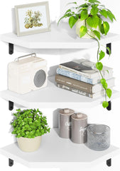 Kotni regal 3-delni bel iz masivnega lesa