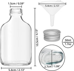 BELLE VOUS set 20 stekleničk s srebrnimi pokrovčki in lijakom - 50 ml