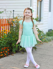 Dekliška Baletna Obleka – Triko z Volančastimi Rokavi