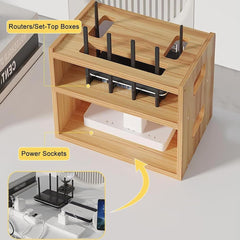 CATEKRO lesena omarica za WiFi usmerjevalnik in skrivanje kablov in naprav