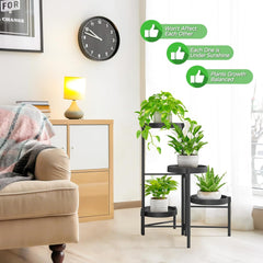 Kovinsko stojalo za rože s štirimi nivoji v črni barvi