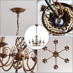 Bronast lestenec v podeželskem retro slogu s šestimi svetilkami