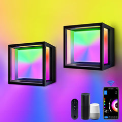 SNADER Pametna WiFi RGB LED stenska svetilka za notranjo in zunanjo uporabo - komplet 2 kosov