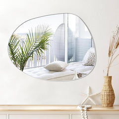 JMITHA Asimetrično samolepilno stensko ogledalo brez okvirja - 36 × 47,7 cm