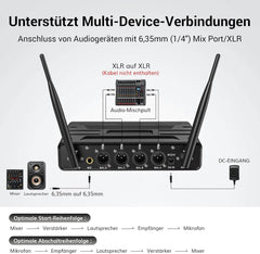 4x Brezžični Mikrofon z Oddajnikom in Sprejemnikom, 4 x 5 kanalov