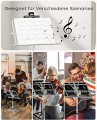 Zložljivo belo notno stojalo z nastavitvijo višine