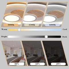 Lesena LED Stropna Svetilka z Zatemnitvijo in Daljinskim Upravljalnikom