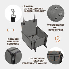 WUGLO Vodoodporen siv avtosedež za manjše pse - S