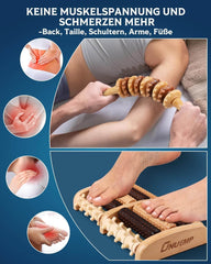 ONUEMP komplet 2 lesnih masažnih valjčkov za maderoterapijo za stopala in telo