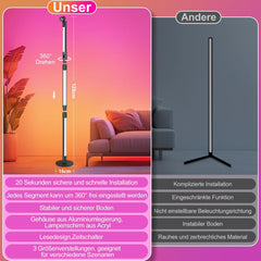 Stoječa LED svetilka RGBIC, 128 cm, z aplikacijo