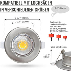 LED reflektor vgradni, 7W, 95mm, 5000K, 6 kosov