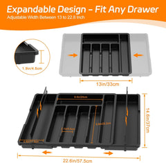 Raztegljiv organizator predala za jedilni pribor - siv