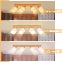 Stropni Lestenec z Lesenim Okvirjem za 4 žarnice