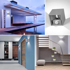 12 W Zunanja LED Stenska Svetilka s Senozrjem Gibanja- 6000 K