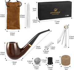 DIMJ Lesena tobačna pipa iz ebenovine z akrilnim ustnikom, dodatki in stojalom