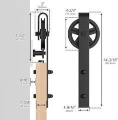 Komplet za drsna vrata, 167 cm, črna drsna vodila