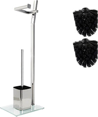 Set z WC Ščetko in Nosilecem za Toaletni Papir s Steklenim Podstavkom