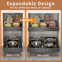 WIMEORS komplet 2 raztegljivih organizatorjev za omarice z izvlečnimi predali in nastavljivo širino