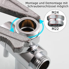 3-smerni preklopni ventil, krom, M22xM24 adapter
