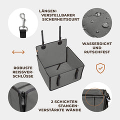 WUGLO vodoodoporen siv avtosedež za manjše in srednje velike pse do 18 kg - M