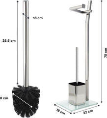 Set z WC Ščetko in Nosilecem za Toaletni Papir s Steklenim Podstavkom