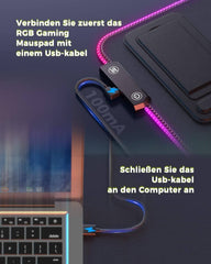 XXL RGB Podloga za Miško z Nosilcem za Mobilni Telefon