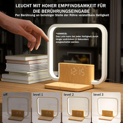 Nočna svetilka z brezžičnim polnjenjem in budilko