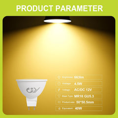 GU5.3 LED 4,5 W MR16 topla bela žarnica, 12 V, 663 lm, 3000 K, 6 kos