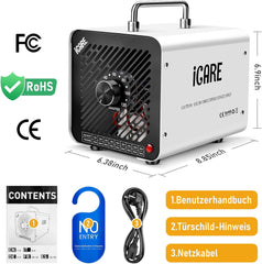 ICARE Industrijski ozonator - 30.000 mg/h, z 120-minutnim časovnikom, za prostore do 300 m