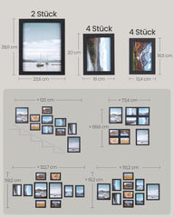Komplet 10 črnih okvirjev za slike različnih dimenzij